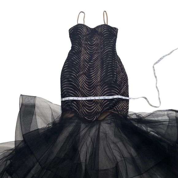 Terani Couture Sequined Lace Overlay Sheer Tulle Skirt Mermaid Gown Prom Dress 4 - Picture 8 of 16